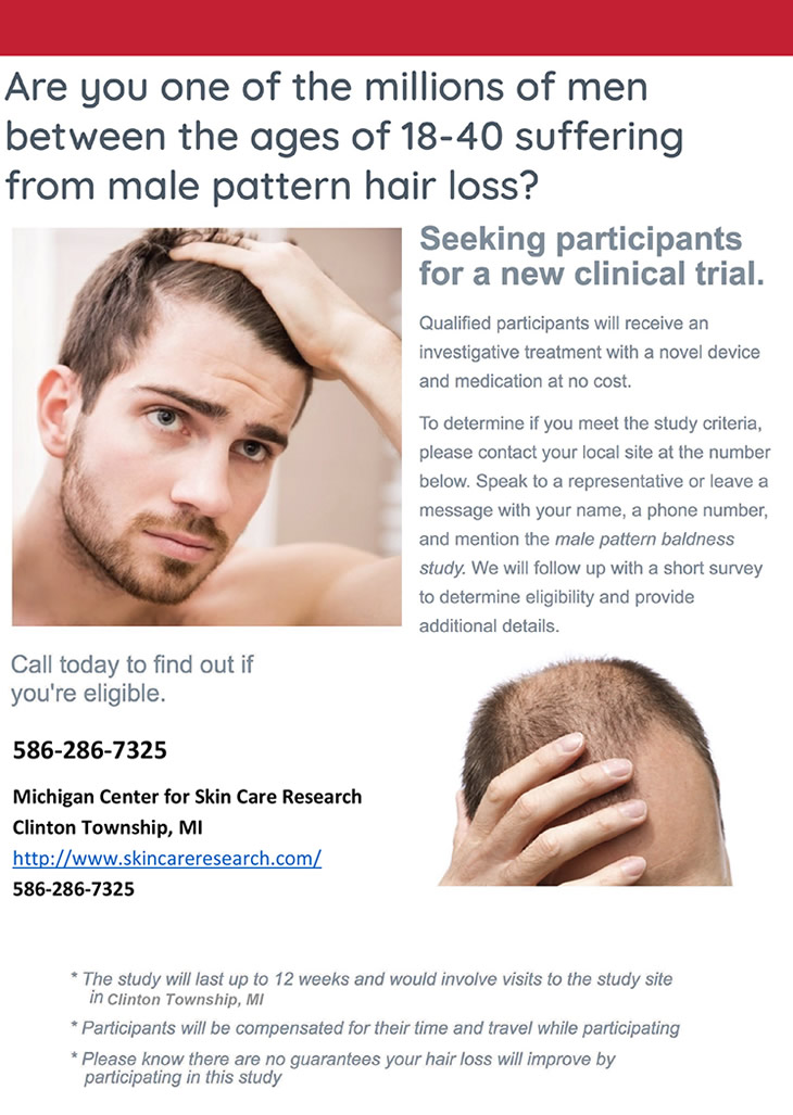 Mail Pattern Hair Loss Research Study in Michigan